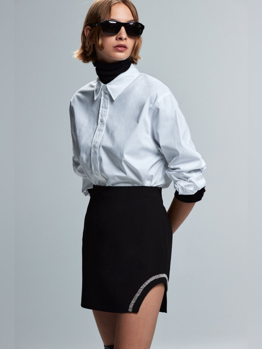 Zara Black Mini Skirt with Embellishment